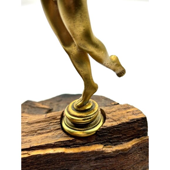 Brass Bronze Cast Metal Art Deco 8" Nude Statue Figurine Lady on Wood Base Vtg - Picture 14 of 15